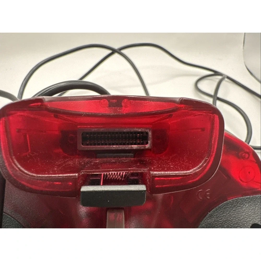Nintendo N64 High Frequency Clear Dark Red Wired Controller untested